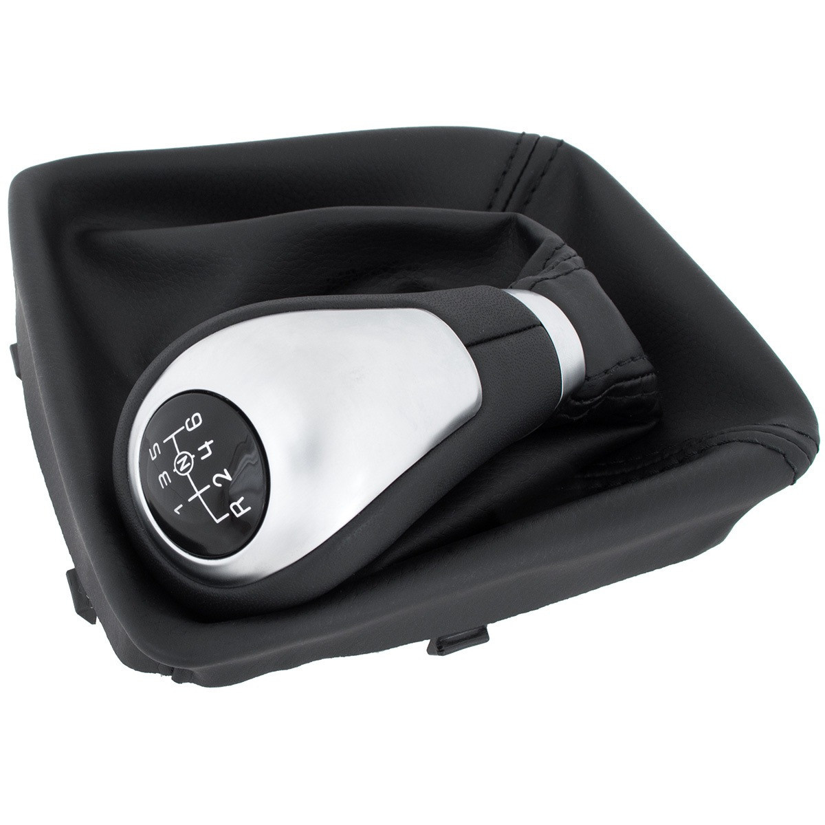 Ручка КПП з чохлом і рамкою Mercedes-Benz A-Class W176 2012-2018, B-Class W246 W242 2011-2018 6-ступенева чорна срібляста